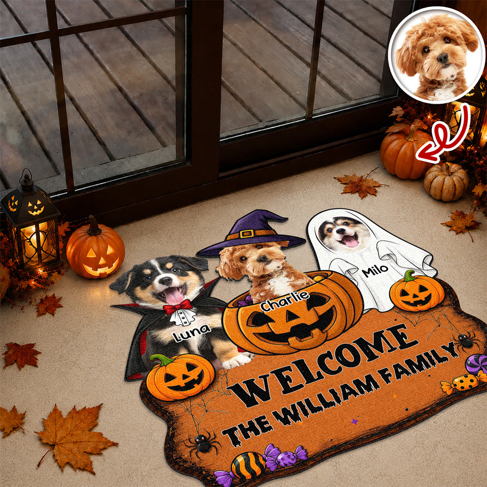 Custom Dog Photo Trick or Treat Halloween Custom Shape Doormat CH07 180182