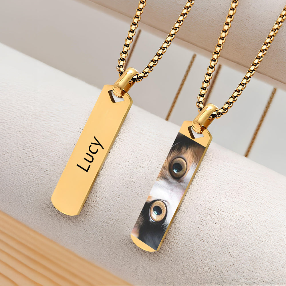 Custom Cat Eyes Photo Long Necklace For Cat Lover TH10 892859