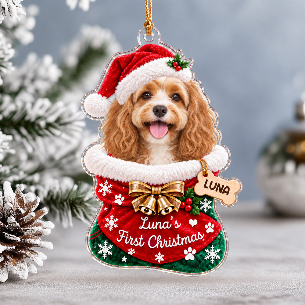 Personalized Pet First Christmas Acrylic Ornament, Holiday Keepsake for Pet Lovers LM32 670017