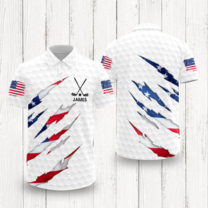 Personalized Golf Ball Pattern America Flag Polo Shirt Gift For Golfer, Golf Lovers HA75 898678