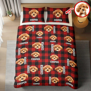 Custom Photo Name Dog Cat Christmas Pattern Quilt Bedding Set LM32 897235