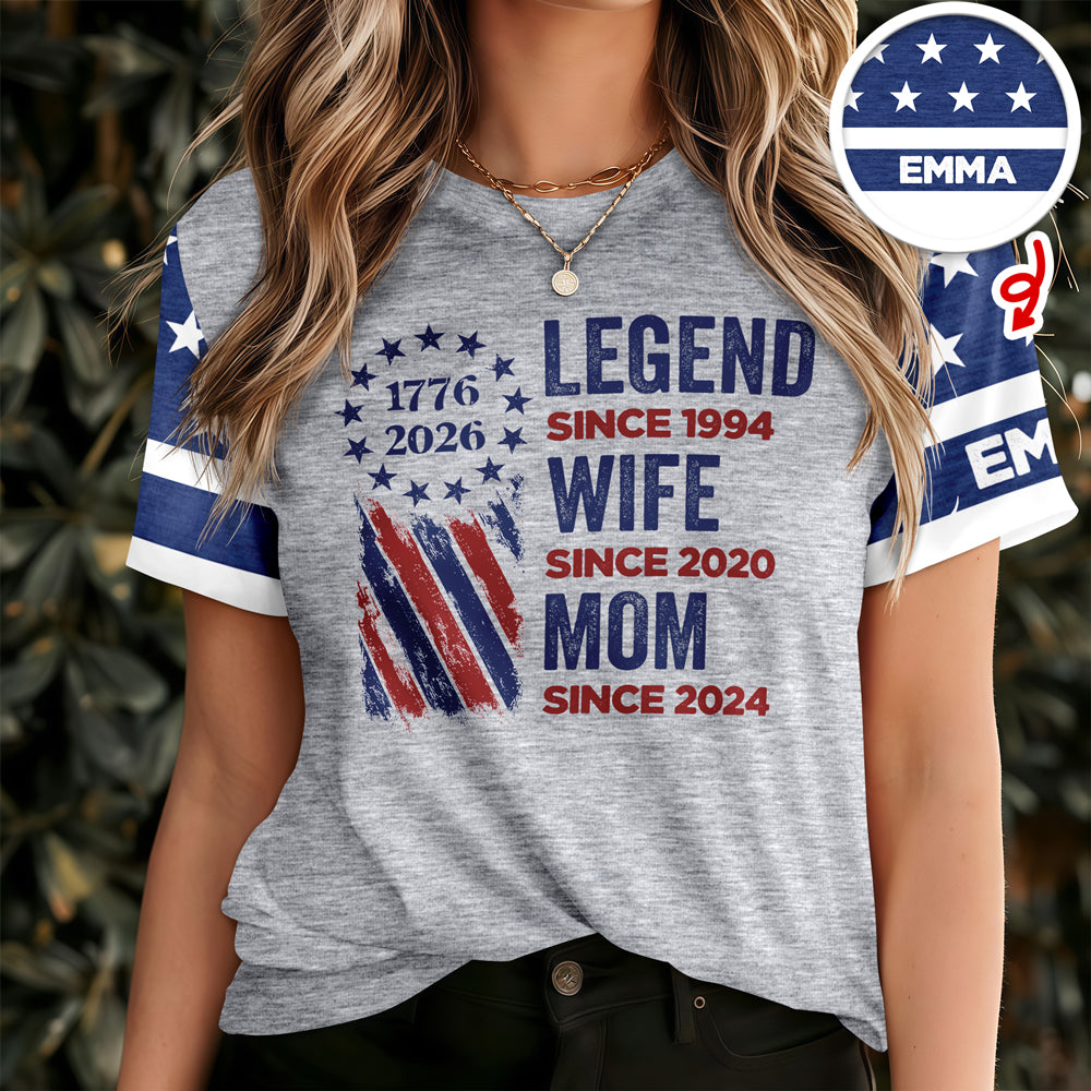 Personalized Legend Wife Mom With 250th Years Of Freedom Anniversary 3D Shirt, Gift For Mom, Mother's Day, America 250 HO82 901350