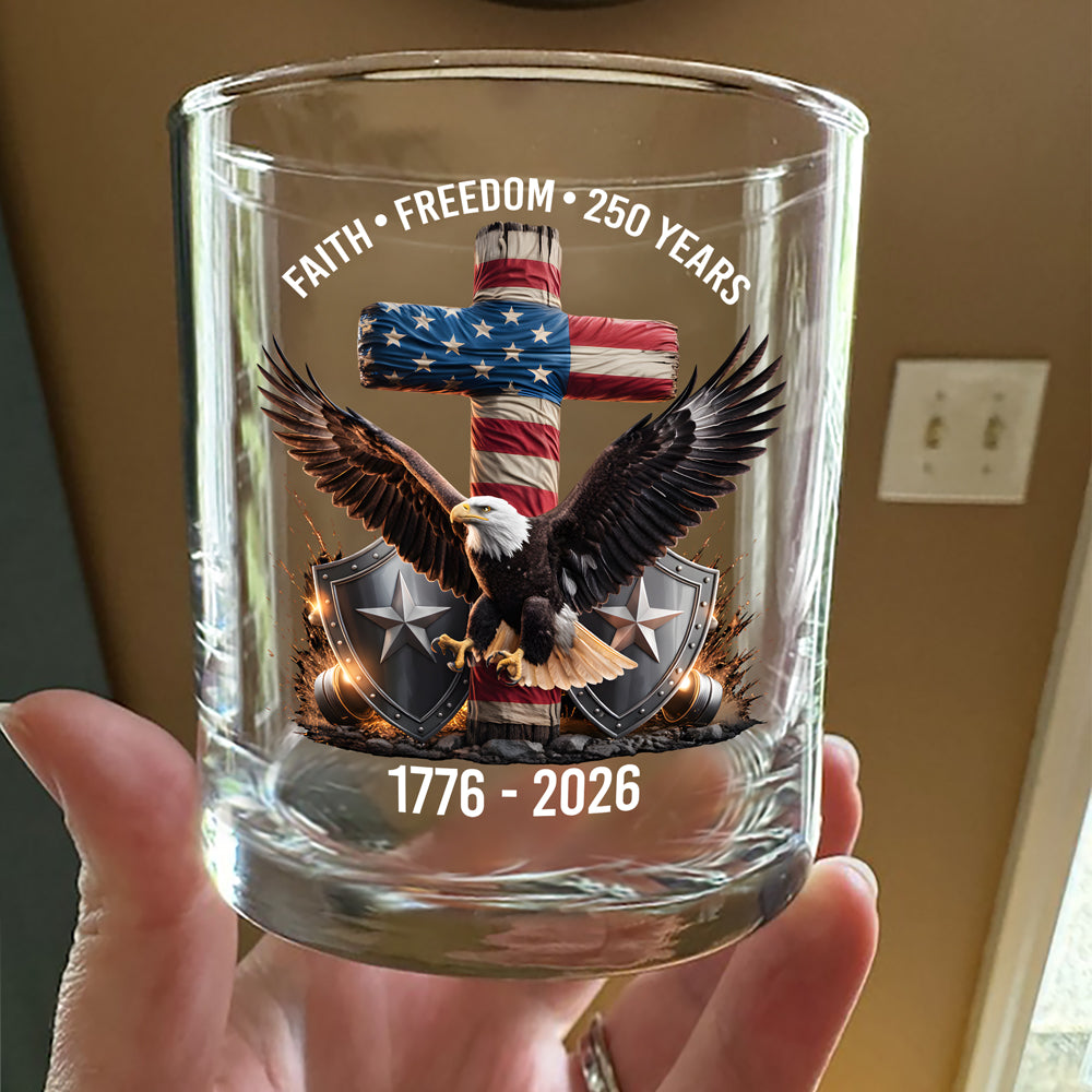 250 Years of Freedom Eagle Patriotic 1776 - 2026 Whiskey Glass HO82 901274