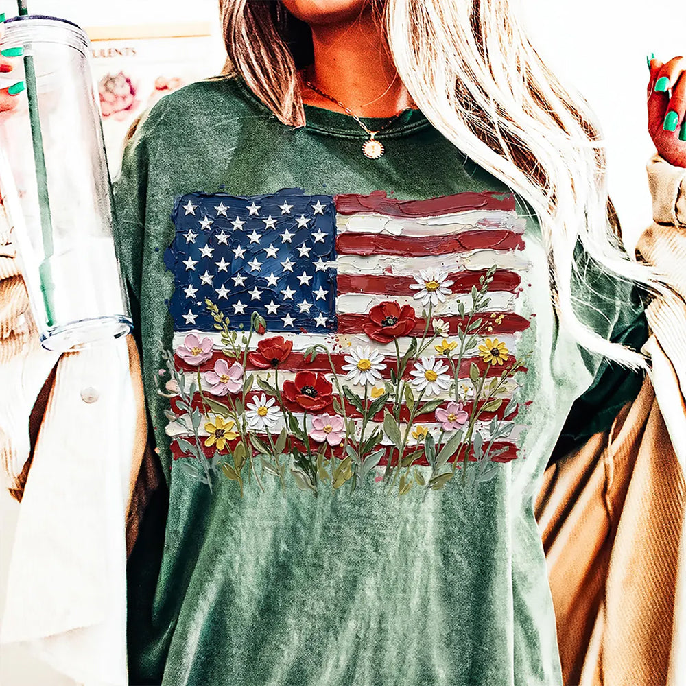 American Flag Floral - Patriotic Wildflower USA Comfort Shirt for 4th of July CH07 910982