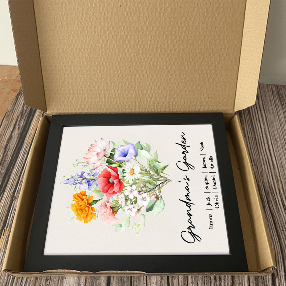 Personalized Mom's Garden Family Birth Flower Picture Frame Gift For Mom, Grandma, Family HA75 920694