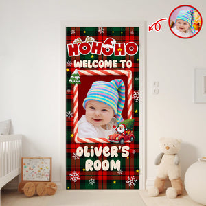 Custom Kid Photo Ho Ho Ho Welcome Door Cover Christmas Gift For Family CH07 899420