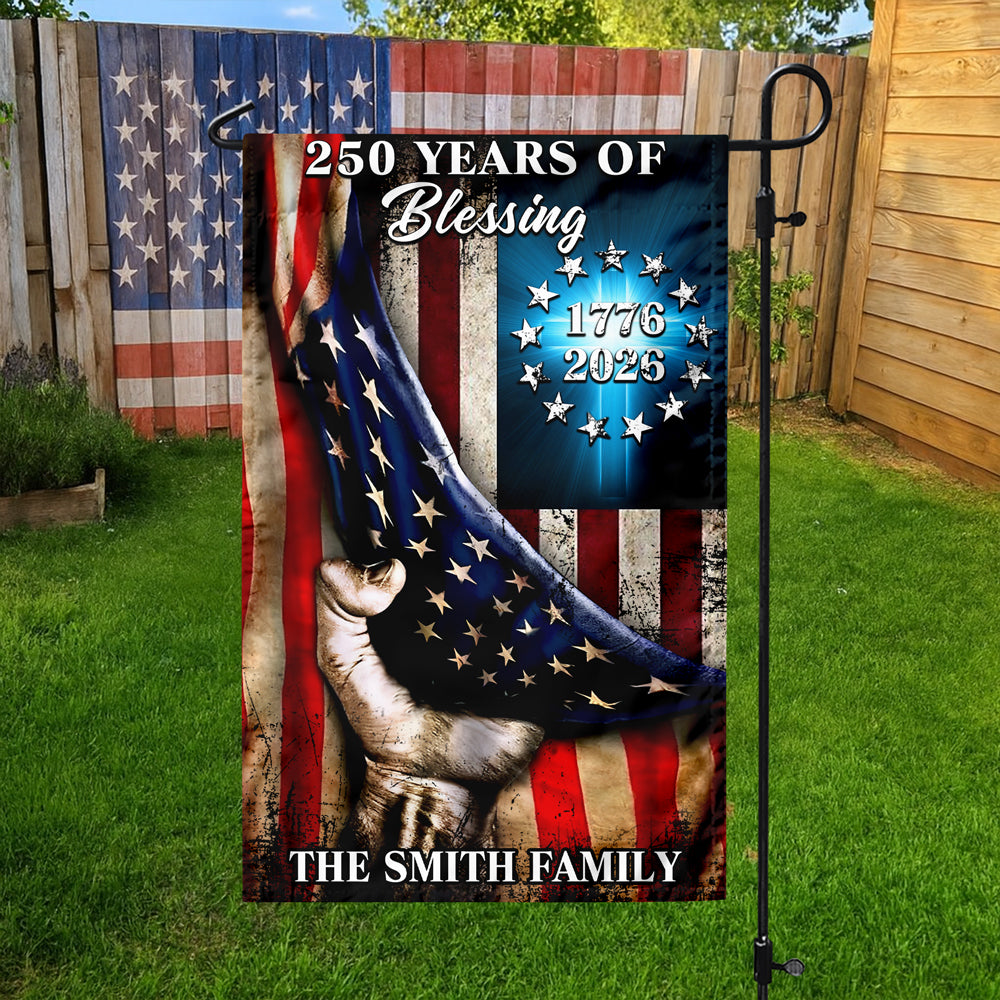 Personalized Family Name 250 Years of Blessing 1776-2026 Garden Flag HA75 920374