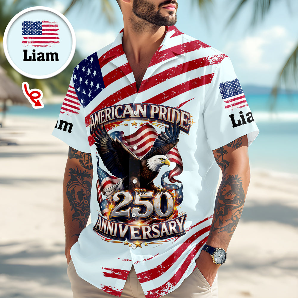 Custom Name America Pride 250th Anniversary 1776–2026 Eagle Hawaii Shirt CH07 911214