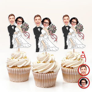 Custom Funny Wedding Face Cupcake Topper Gift For Couple CH07 910076