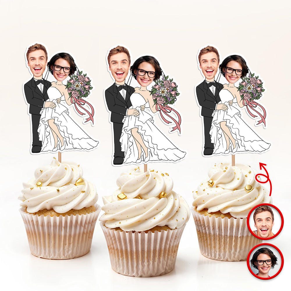 Custom Funny Wedding Face Cupcake Topper Gift For Couple CH07 910076