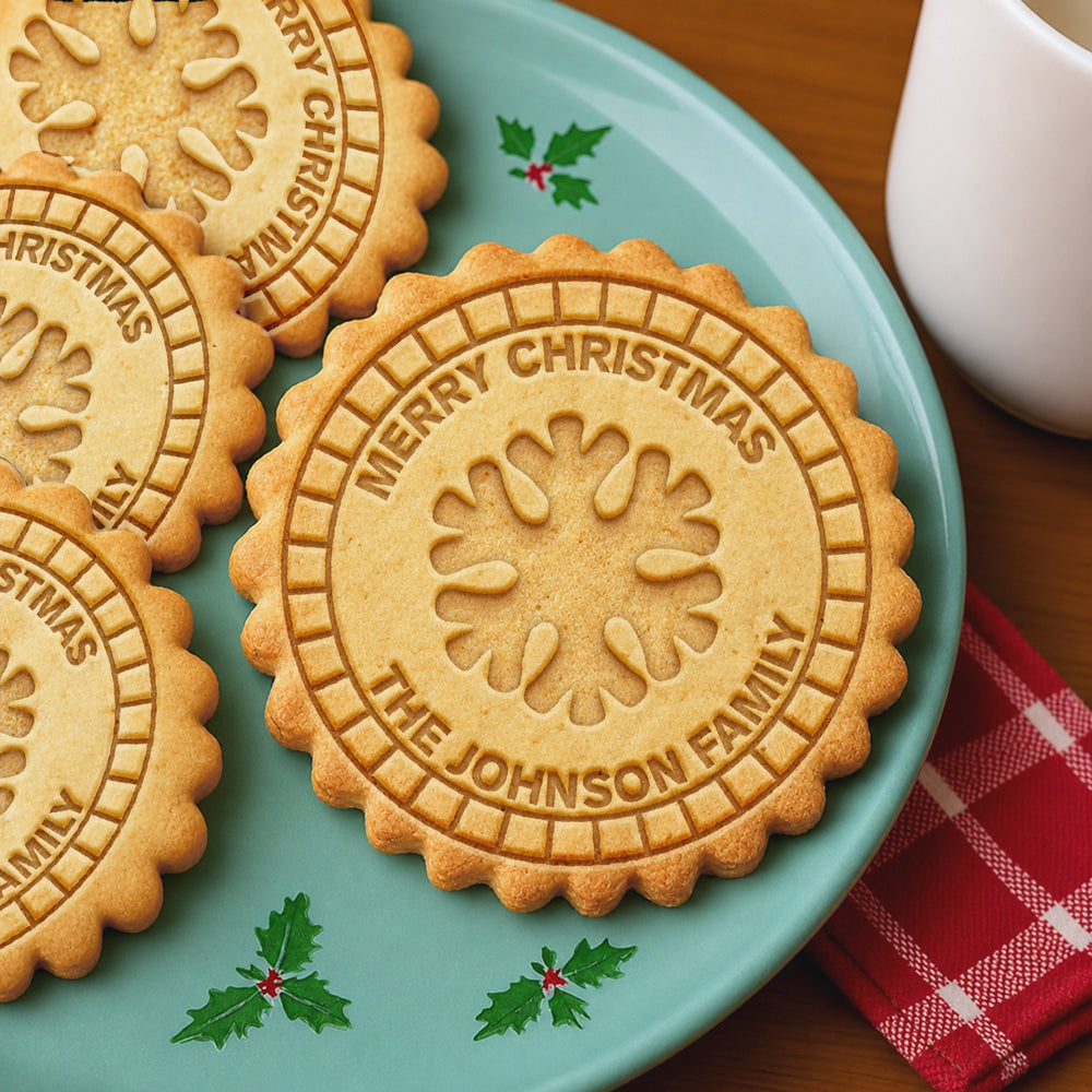 Custom Family Name Christmas Pattern Cookie Stamp – Personalized Christmas Gift for Bakers, Family LM32 669699