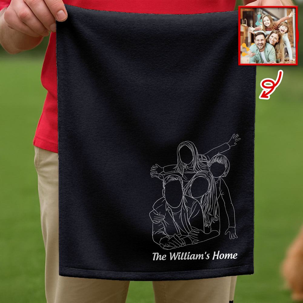 Custom Portrait Family Photo Line, Personalized Golf Towel, Custom Cotton Golf Towel LM32 897551