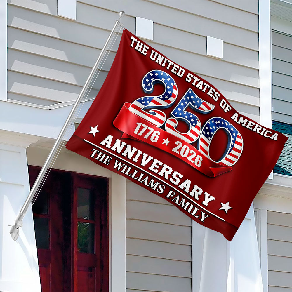 United States Of American 250th Anniversary Decor Gift Custom Family Name House Flag CH07 910624