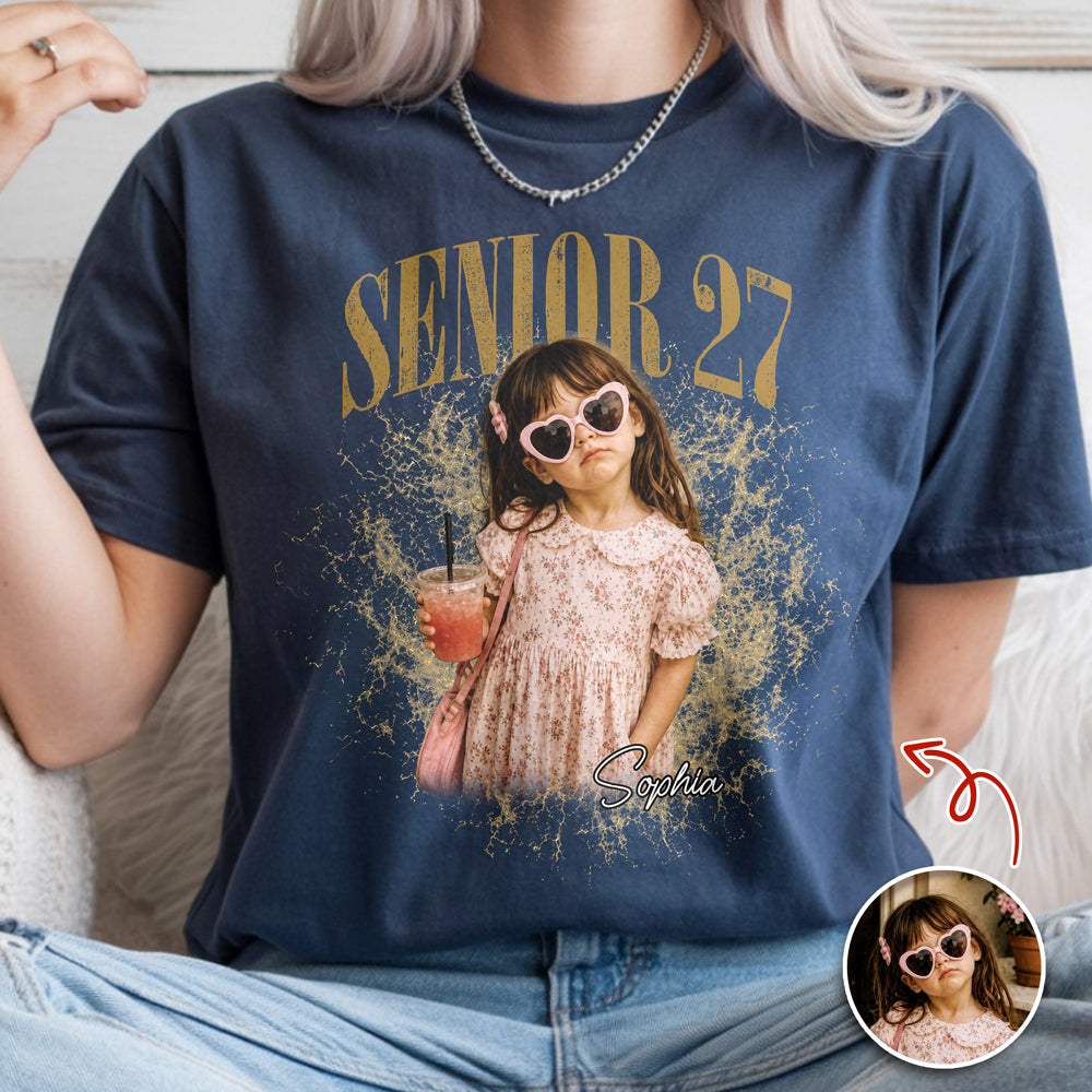 Custom Photo Senior Class Of 2027 Vintage Comfort Shirt, Personalized Graduation Gift LM32 669651