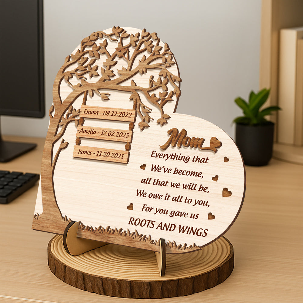 Custom Kid Name Personalization Mom 2-Layered Wooden Plaque Mothers Day, Birthday Gift For Mom CH07 910902