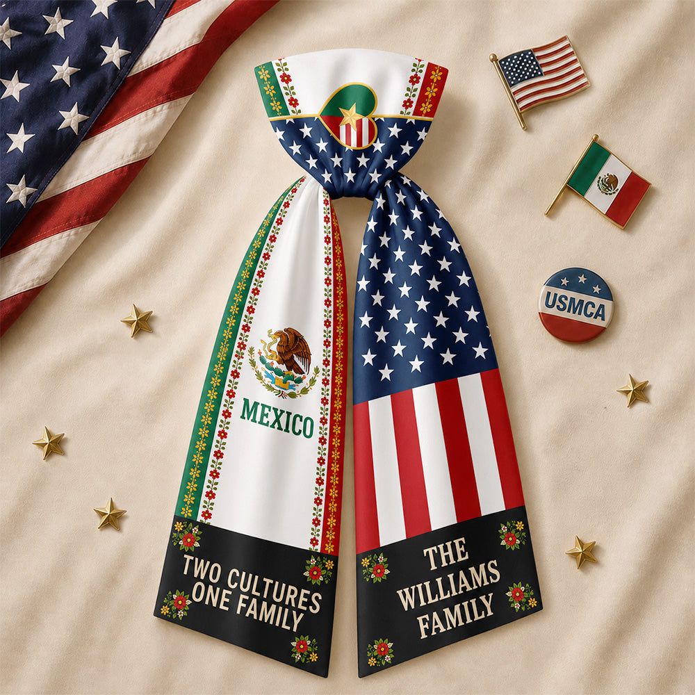 Personalized Family Name Mexico USA Two Cultures One Family Wreath Sash LM32 669881
