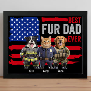 Custom Photo Best Dog Cat Dad Ever US Flag Picture Frame Uniform Ver HA75 892190