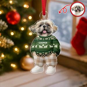Custom Photo Dog Cat Xmas Clothes Christmas Acrylic Ornament For Christmas HA75 897942