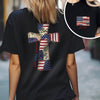 Custom Name God Bless America Patchwork USA Flag Back & Front Dark Shirt HO82 902202