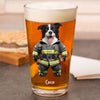 Custom Photo Cool Dog Cat in Dad’s Work Outfit Print Beer Glass HA75 892380
