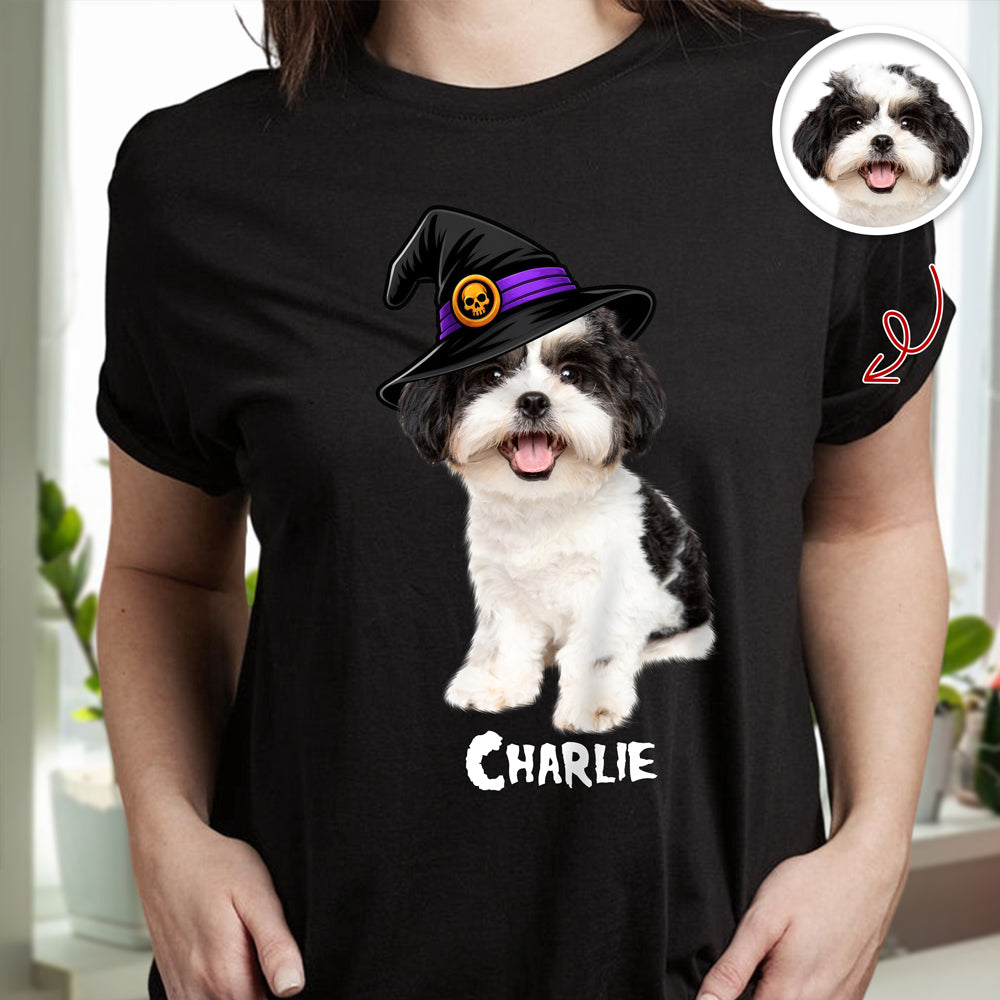 Custom Dog Photo Halloween Dark Shirt - Personalized Halloween Gift for Dog Lovers CH07 180178