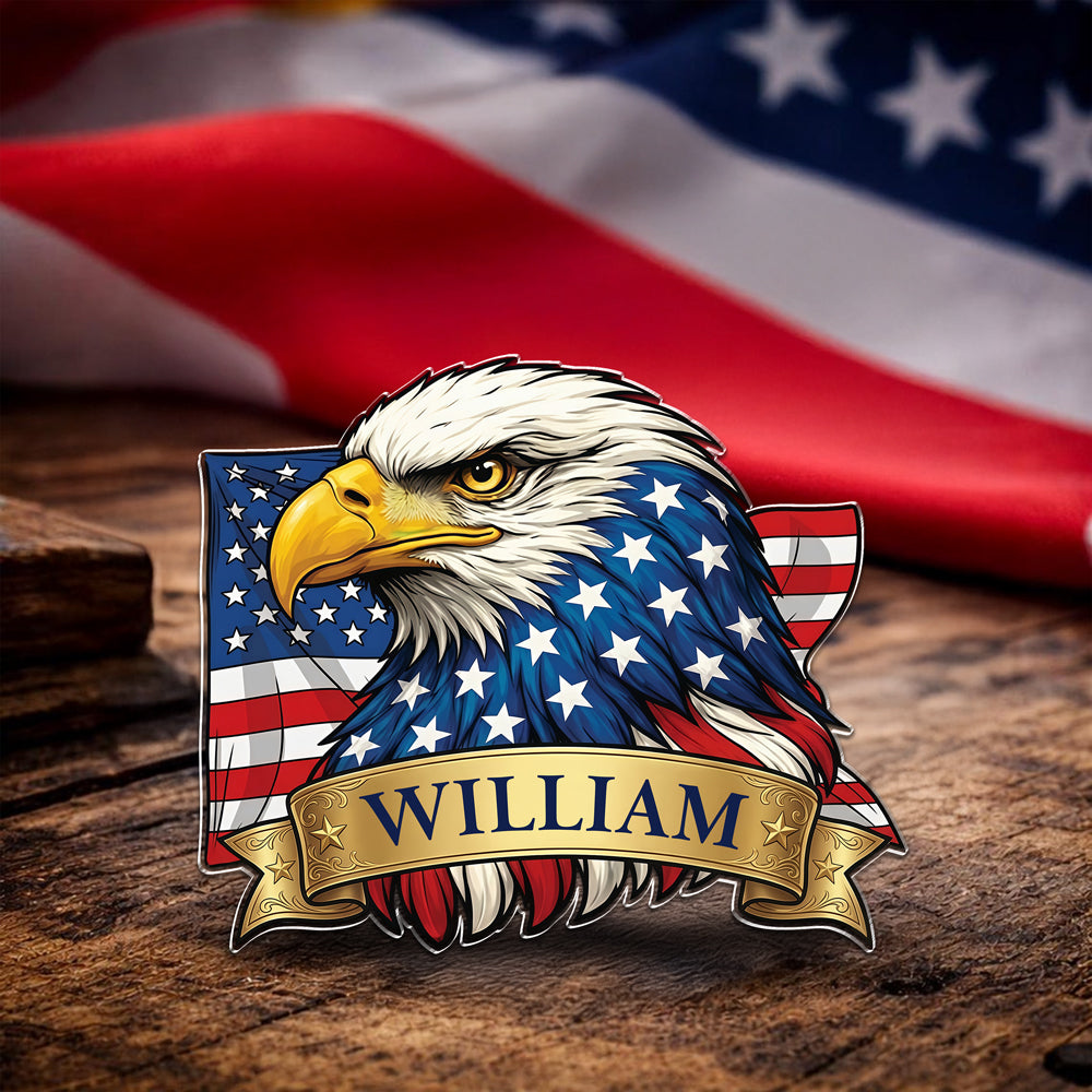 Personalized Patriotic US Flag Bald Eagle Acrylic Pin CH07 910990