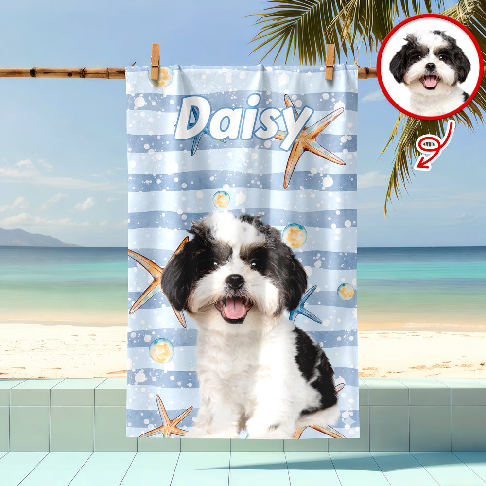 Custom Dog Cat Photo Beach Towel - Personalized Pet Lover Gift TH10 169613