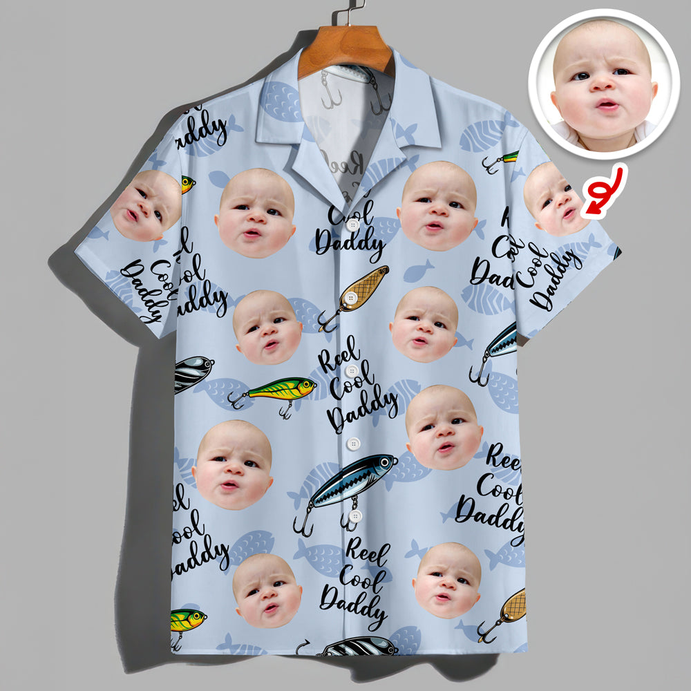 Custom Photo Fishing Dad Aloha Hawaii Shirt, Personalized Reel Cool Papa Vacation Shirt LM32 669247
