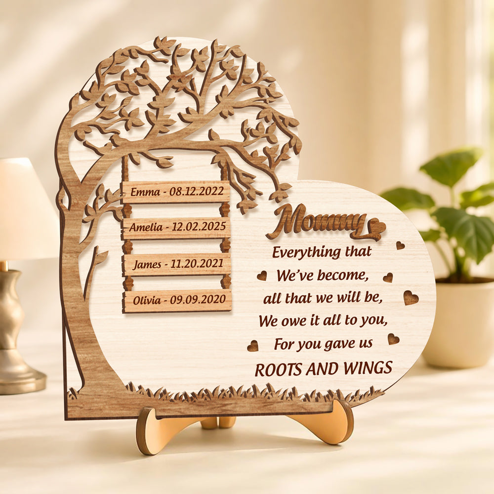 Custom Kid Name Personalization Mom 2-Layered Wooden Plaque Mothers Day, Birthday Gift For Mom CH07 910902