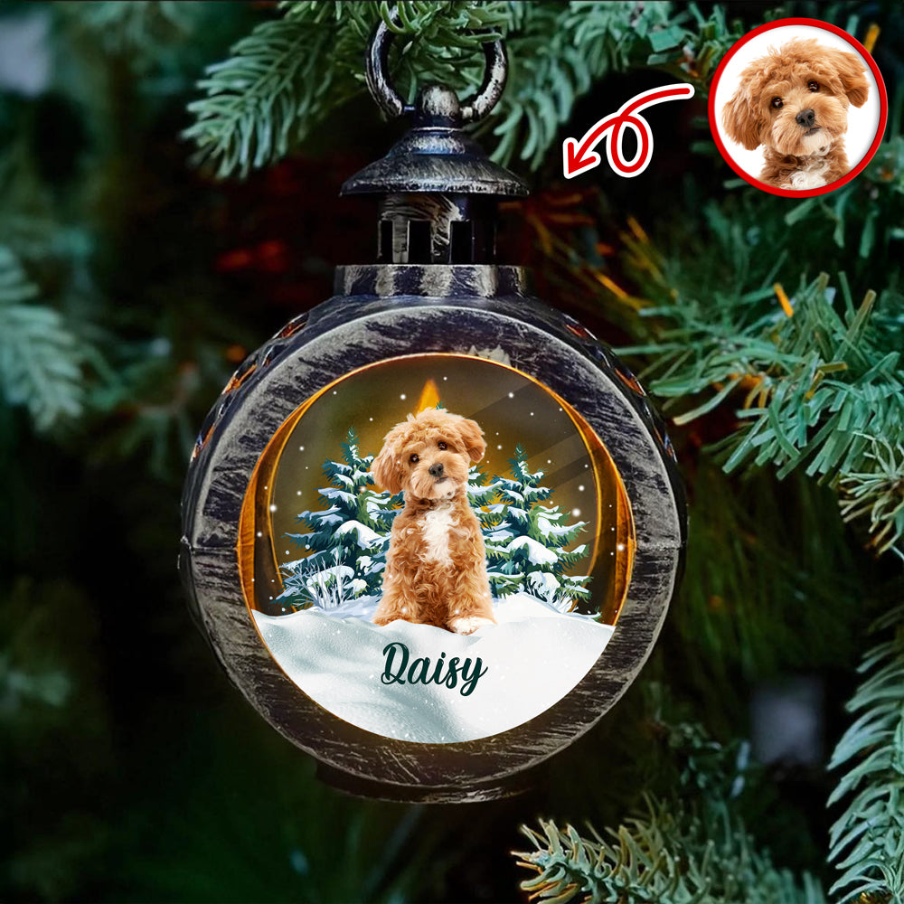 Custom Photo Christmas Candlelight Lantern Ornament For Dog Lovers HA75 897510