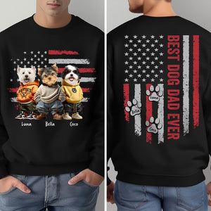 Custom Photo Best Dog Cat Dad Ever US Flag Back & Front Dark Shirt Uniform Ver HA75 892398