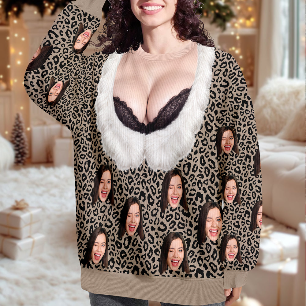 Custom Face Funny Christmas Ugly Sweater Novelty Holiday Gift for Women HO82 903694