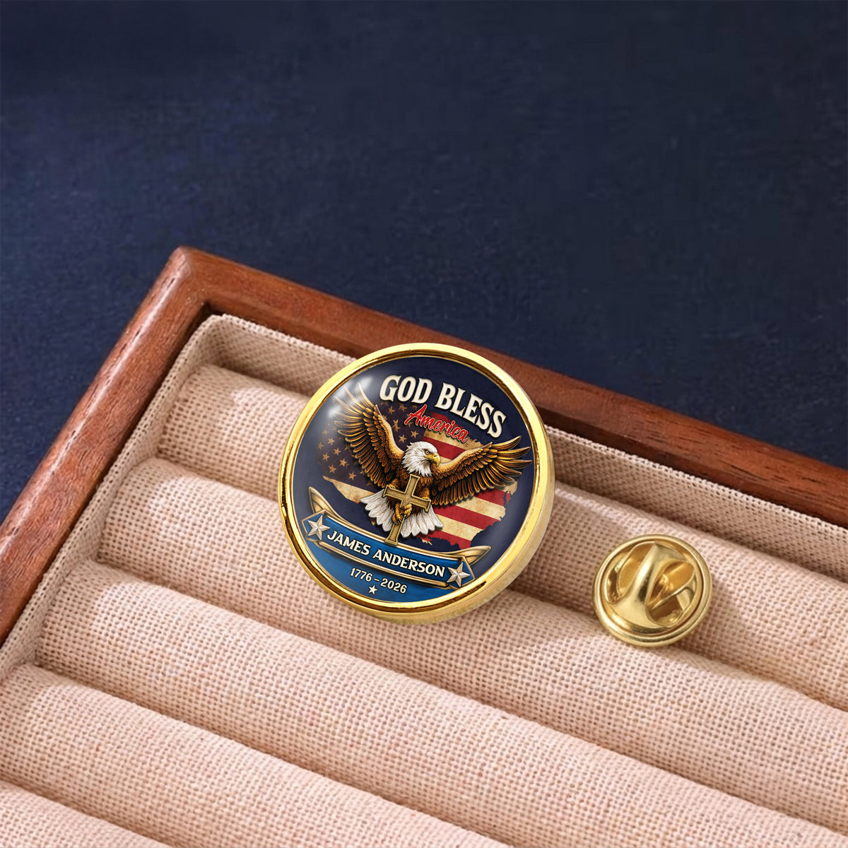 Custom Name 250th Anniversary God Bless America Christian Eagle Lapel Pin LM32 899685