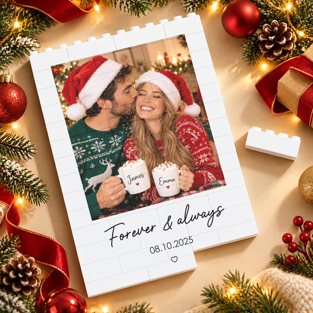 Custom Photo Forever & Always Building Brick Block Christmas Gift for Couples TH10 171251