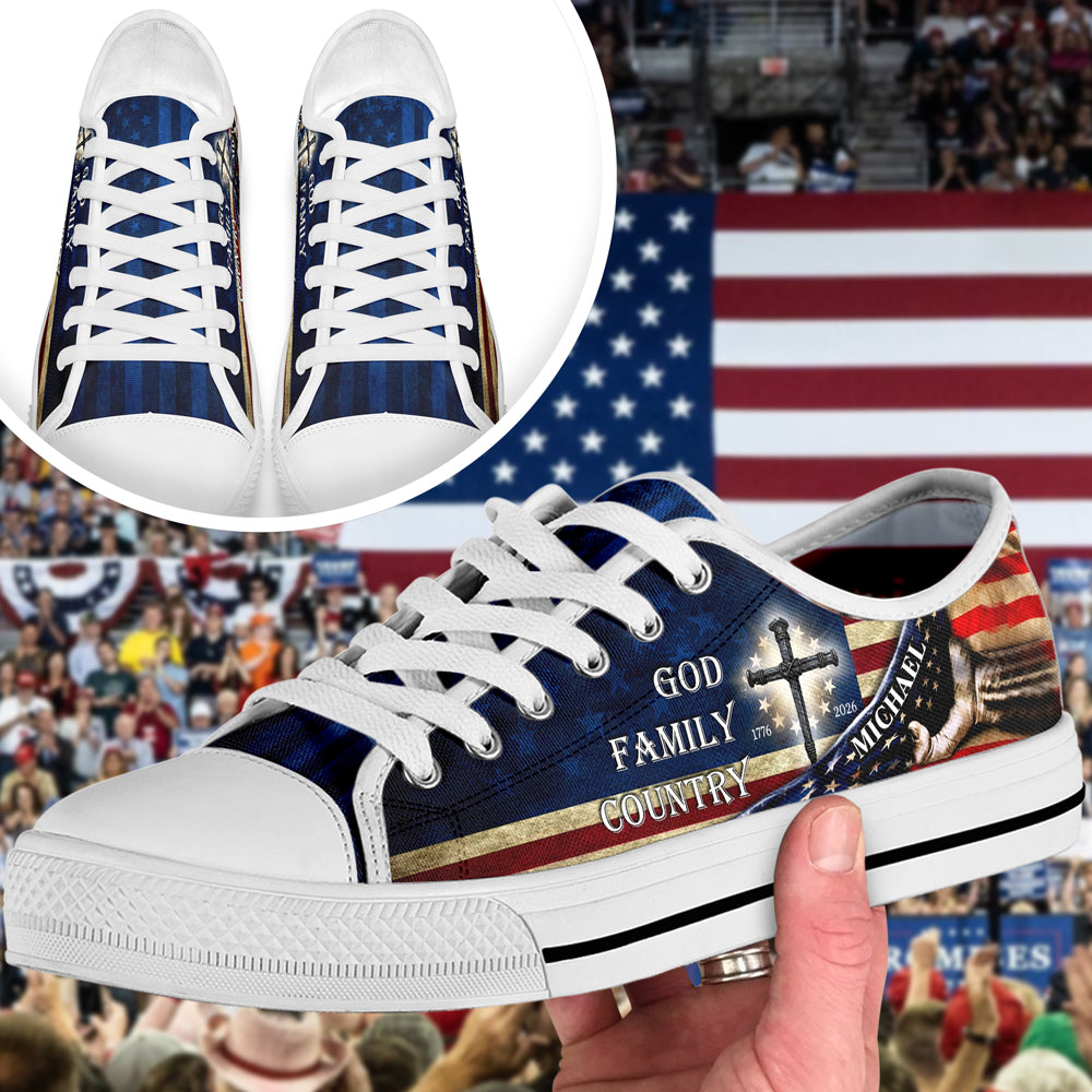 Custom Name God Family Country 250 Years of Blessing 1776 - 2026 Canvas Shoes HO82 902096