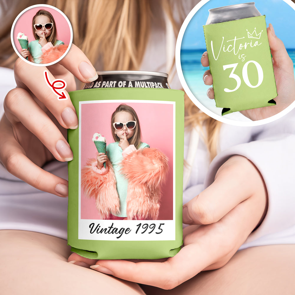 Custom Photo Vintage Year Birthday Can Cooler LM32 899931