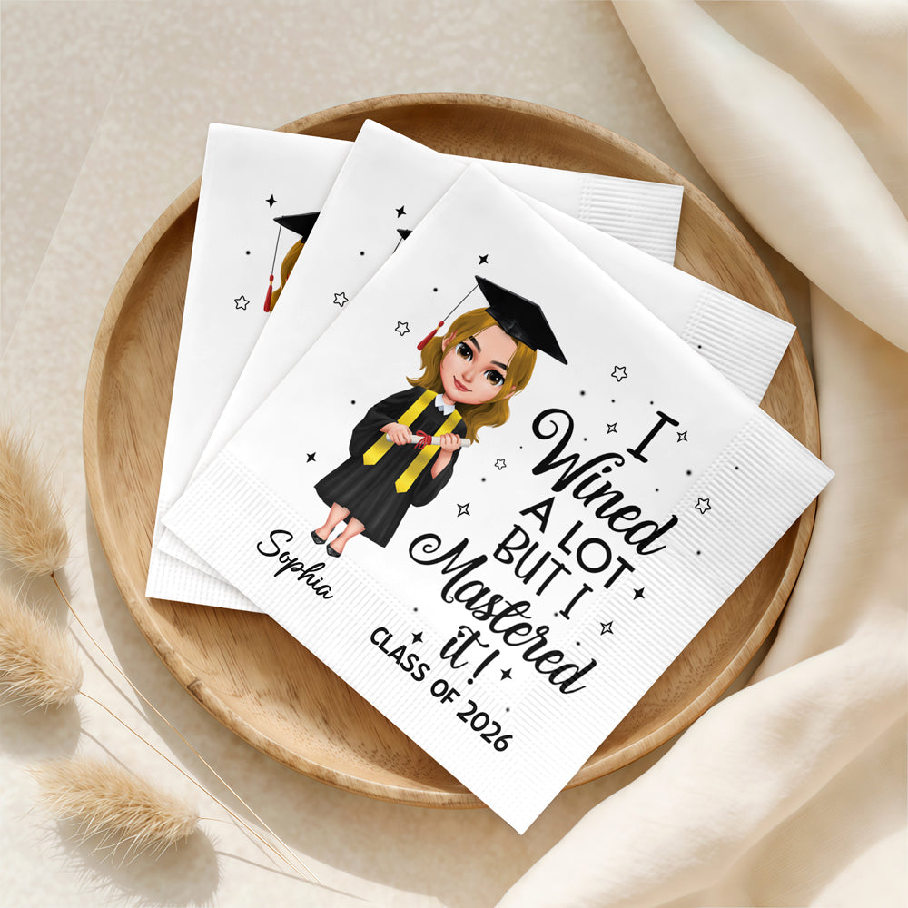 Personalized I Wined A Lot Graduation Napkins For Graduation Party HO82 902194