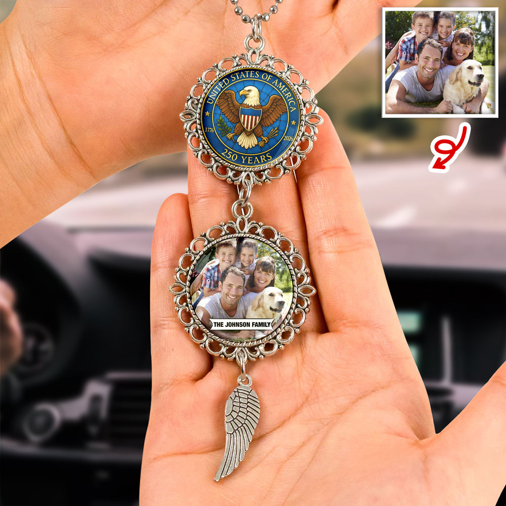Custom Family Photo 250 Years Of Freedom Hanging Ornament With Charm LM32 897807