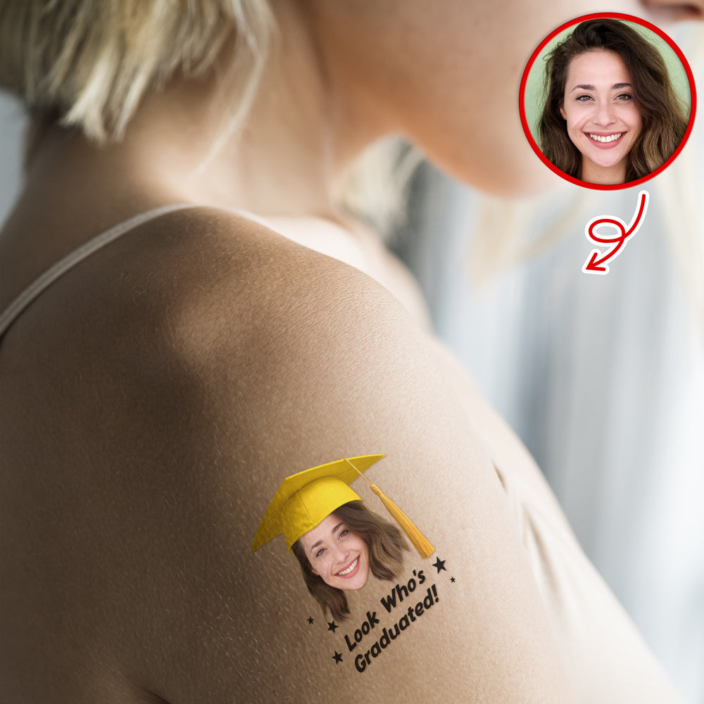 Custom Graduation Photo Look Who's Graduated Temporary Tattoos LM32 899751