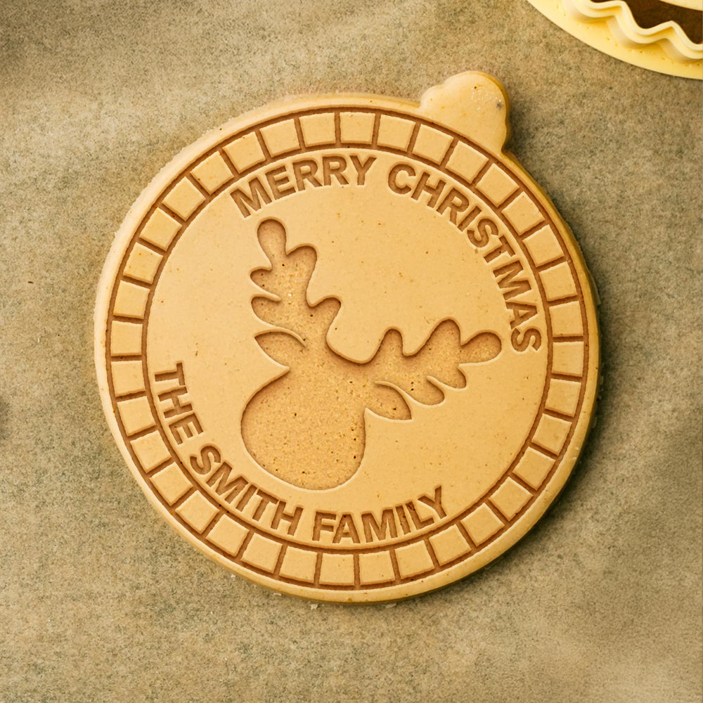 Custom Family Name Christmas Pattern Cookie Stamp – Personalized Christmas Gift for Bakers, Family LM32 669699