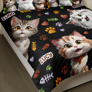 Custom 3D Cat Fish Bone Brick Pattern - 3D Inflated Effect Quilt Bedding Set LM32 897147