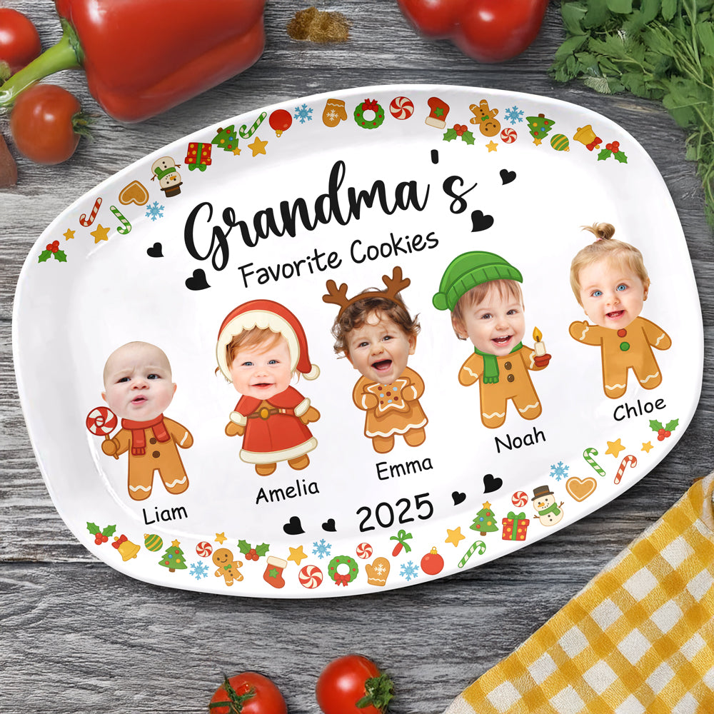 Custom Photo Grandma's Favorite Cookies Platter Christmas Gift For Mom And Grandma CH07 896184