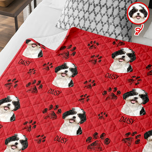 Custom Photo With Dog Cat Paw Quilt Blanket For Dog Cat Lovers LM32 897301