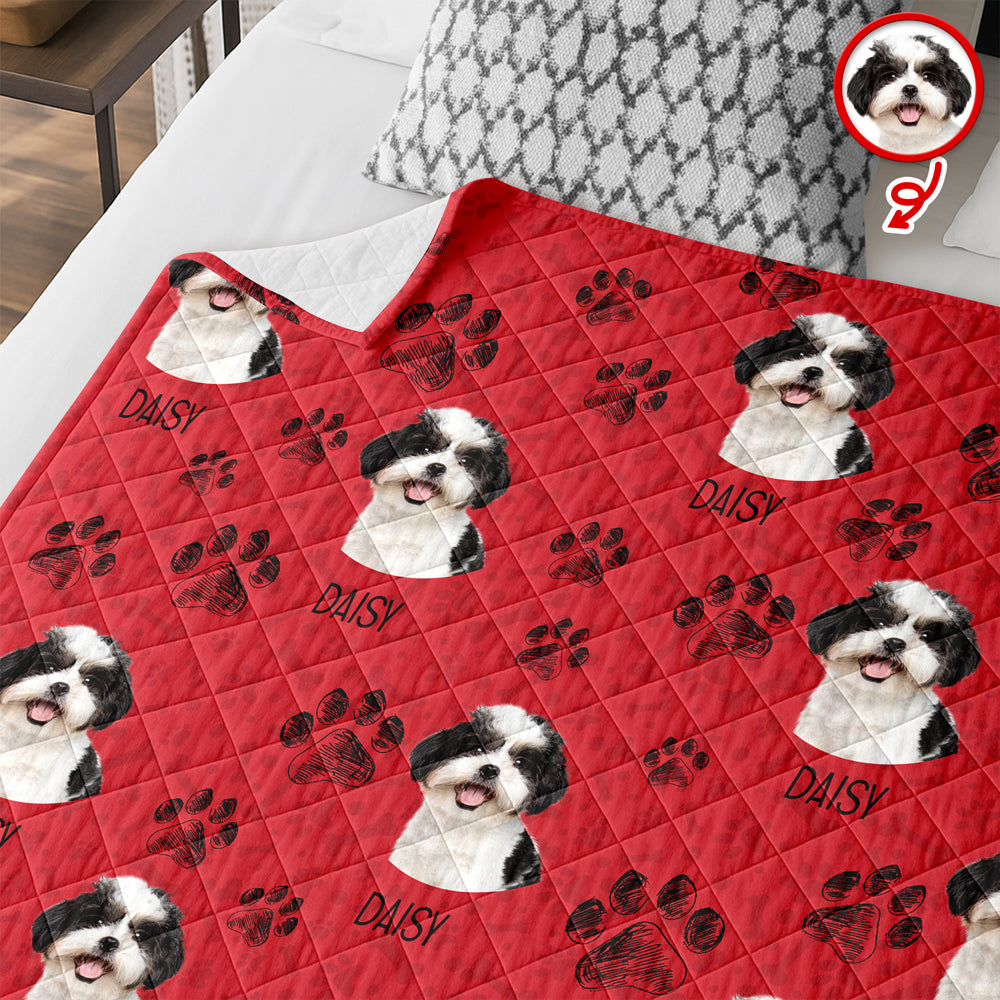 Custom Photo With Dog Cat Paw Quilt Blanket For Dog Cat Lovers LM32 897301