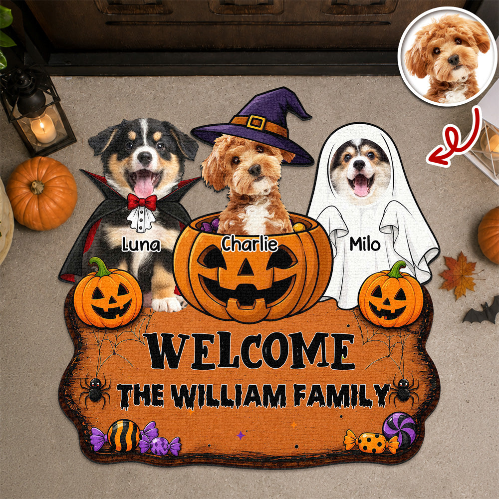 Custom Dog Photo Trick or Treat Halloween Custom Shape Doormat CH07 180182
