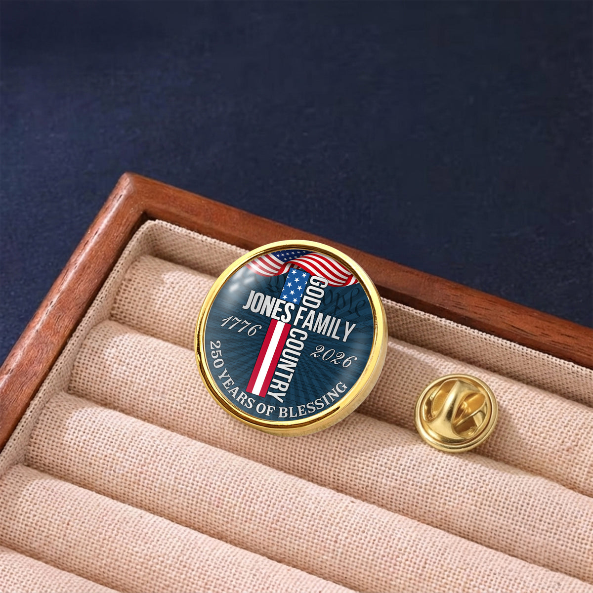 Custom Family Name Blessing God Country Cross USA 250 Years of Blessing 1776–2026 Lapel Pin LM32 899681