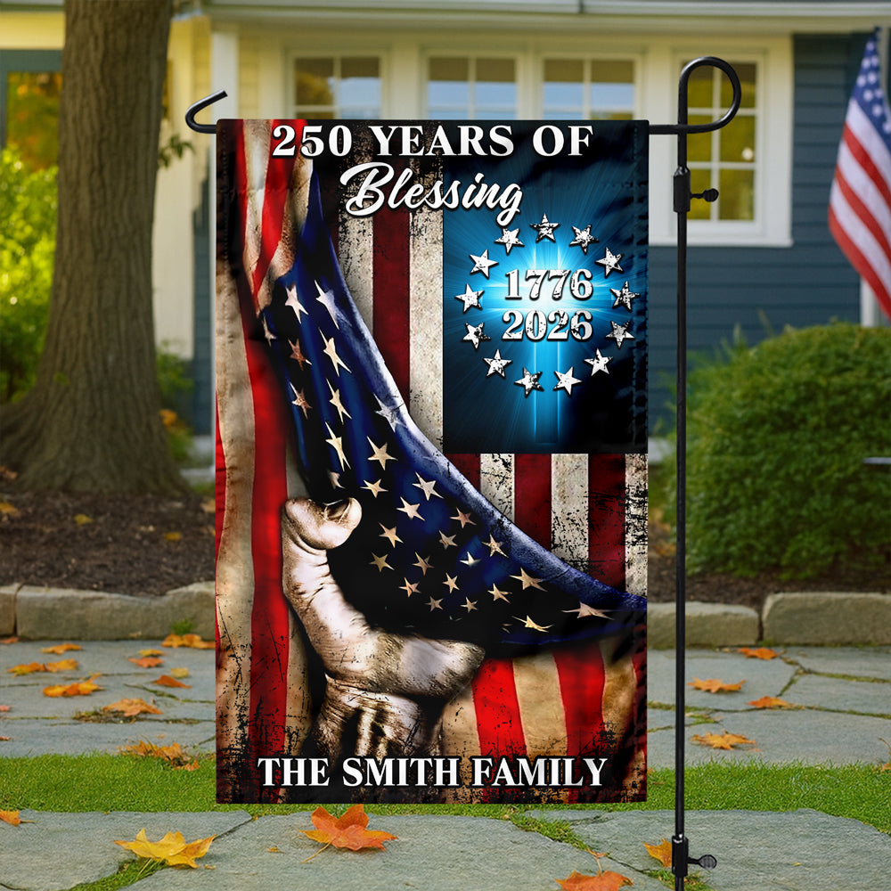 Personalized Family Name 250 Years of Blessing 1776-2026 Garden Flag HA75 920374