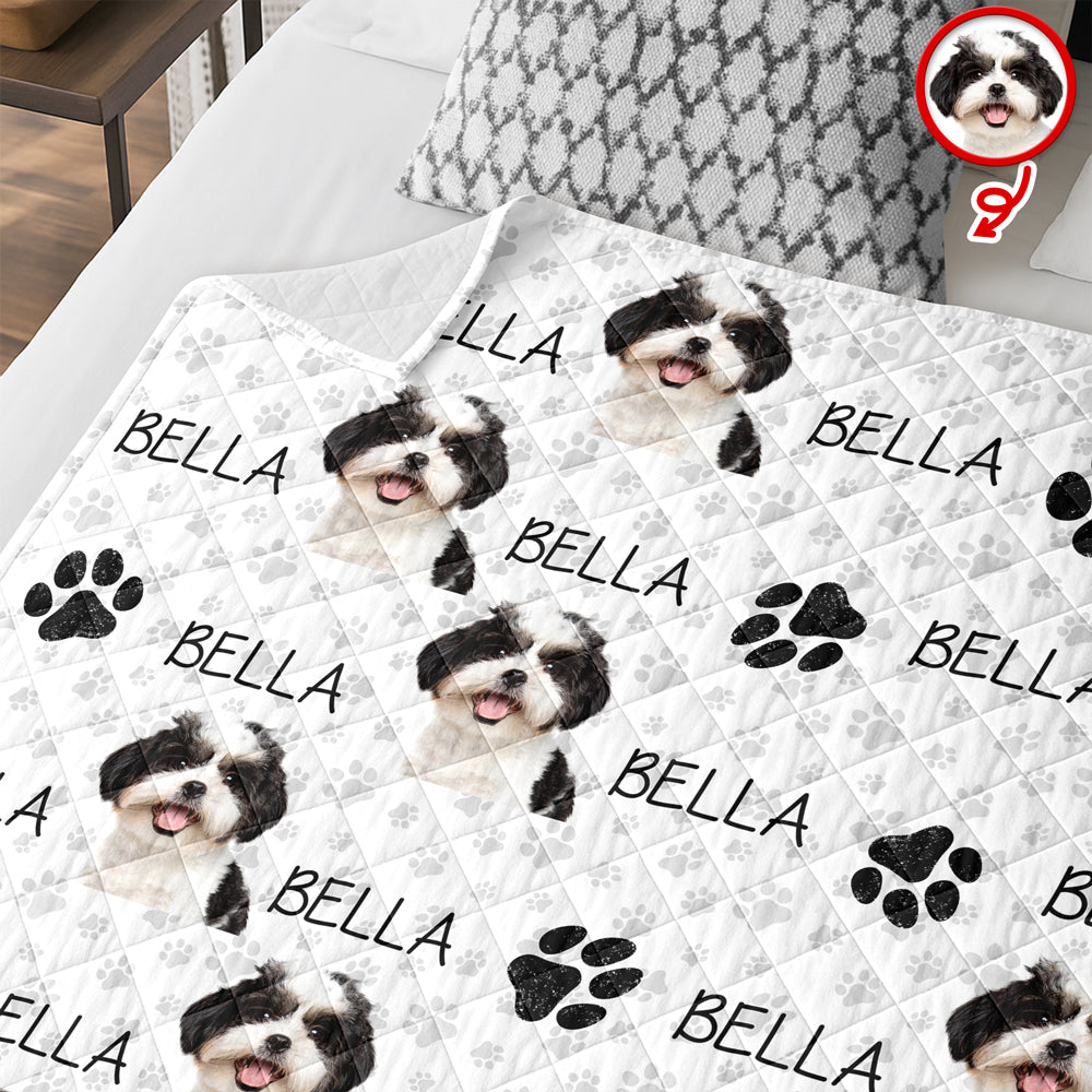 Custom Photo And Name On Quilt Blanket For Dog Lover LM32 897303
