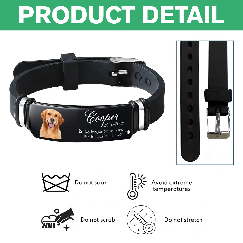 Custom Photo And Name Pet Memorial Wristband Bracelet - Forever In My Heart Pet Lover Gift LM32 669629