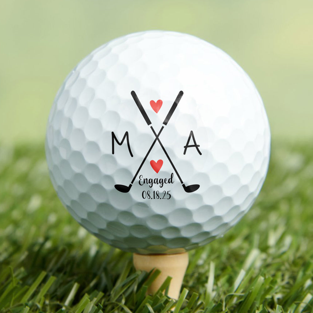 Custom Initial Name Golf Ball For Engaged Couple, Golf Lovers HO82 900860